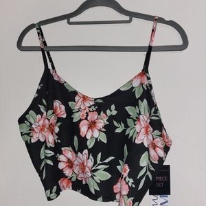 Floral 2 Piece Set Cropped Tank and Skirt